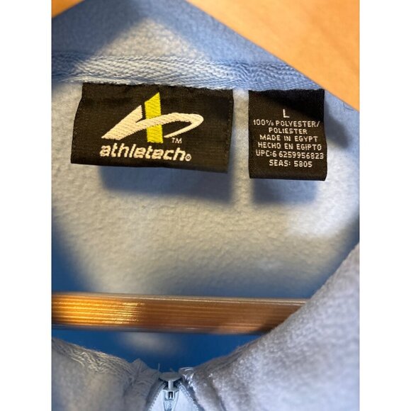 Athletech Light Blue Fleece Pullover Half Zip 100% Polyester Sweater Size L - Picture 5 of 6